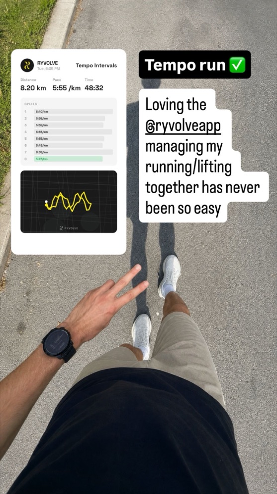 Tempo run with a RYVOLVE splits and route card